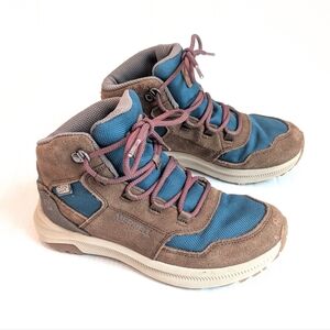 MERRELL Ontario 85 Kids' Blue & Brown Waterproof Hiking Shoes Size 4 Youth